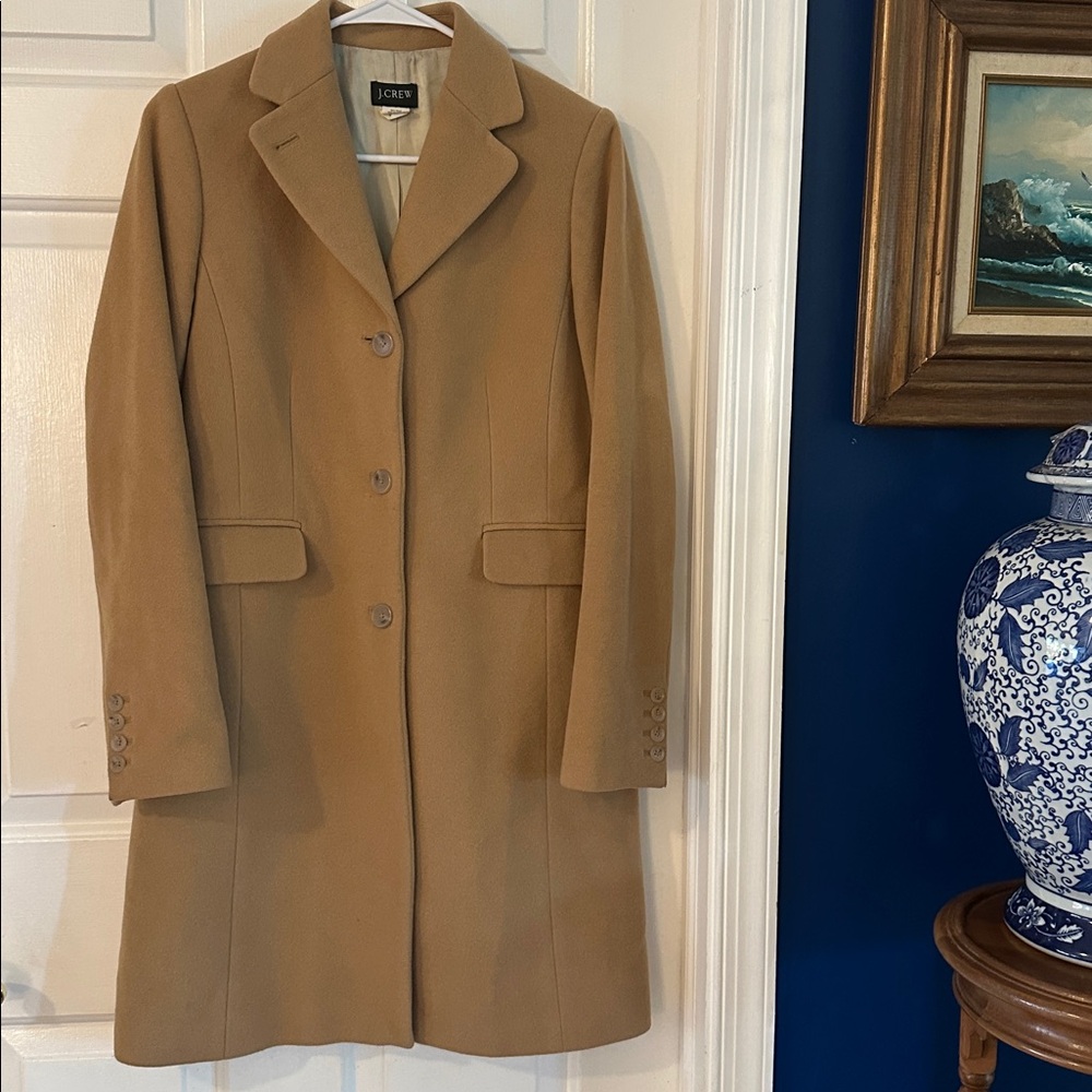 Women’s J. Crew Camel Colored Wool & Cashmere Coat Size 4 - Picture 2 of 8